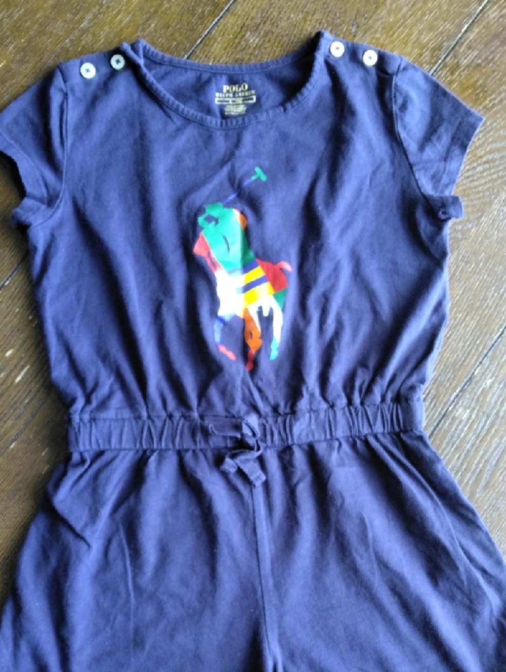 🚨B2G1 POLO BY RALPH LAUREN Navy Multi Color Polo Pony Short Sleeve Romper